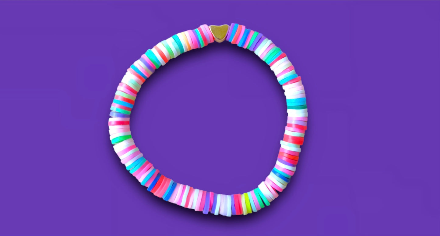 Multi-coloured Bracelet With Mini Heart Charm