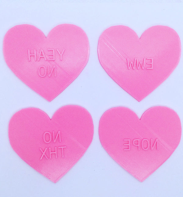 3D Printed “Nice” and “Mean” Conversation Heart Plates Set Mirage Molds
