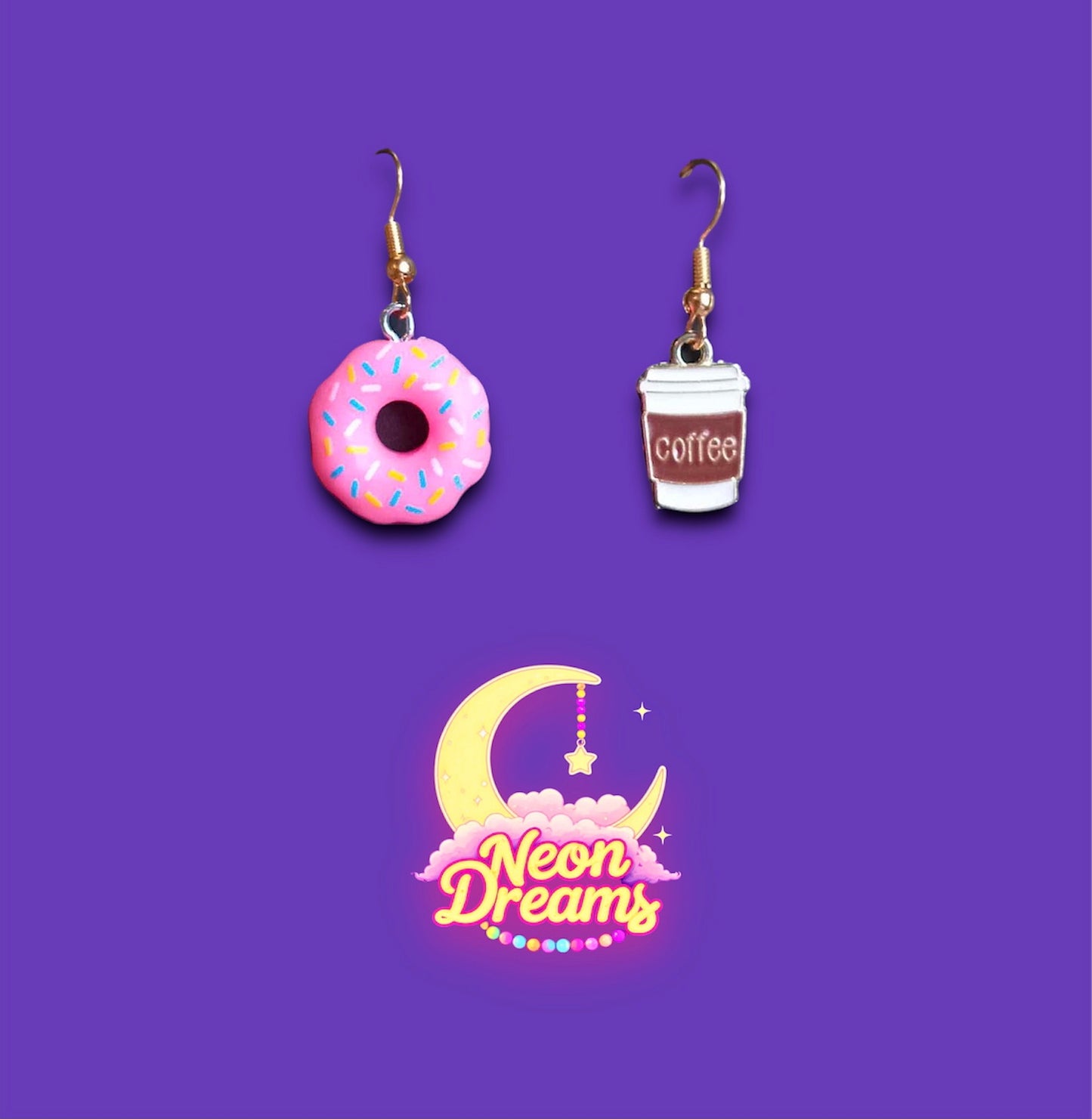 Coffee and Donut Dangle Earrings